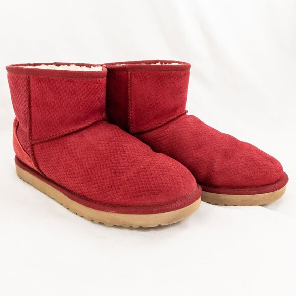 UGG Australia Classic Mini Exotic Scales Sheepskin Boots Women’s 10 Pink Suede - Picture 4 of 10